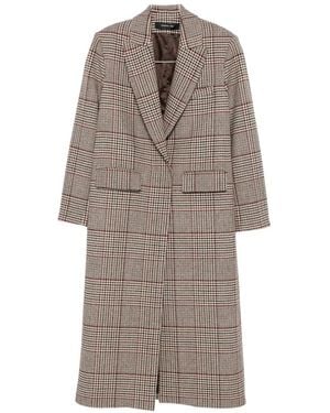 FEDERICA TOSI Prince Of Wales Check Double-Breasted Coat - Brown