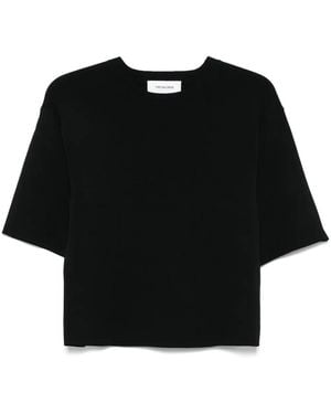 Yves Salomon Cropped T-Shirt - Black