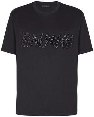 Balmain T-Shirt À Logo Strassé - Black