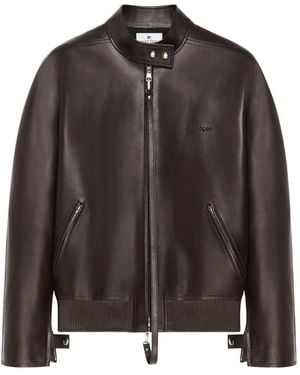 Courreges Zip-Up Leather Jacket - Brown