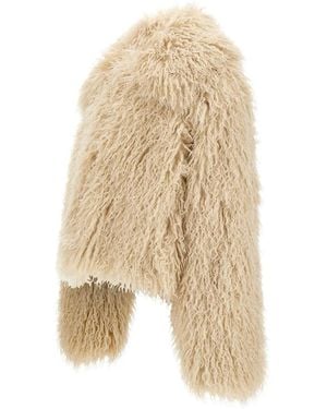 BOSS Faux-Fur Collarless Jacket - Natural