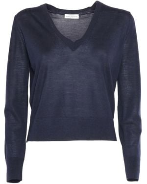 Ballantyne V-Neck Wool Sweaters - Blue