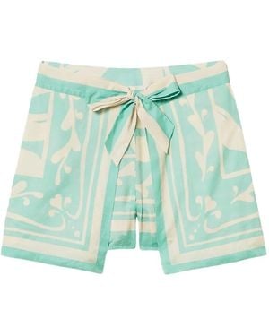Twinset Patterned Tie-Waist Shorts - Green