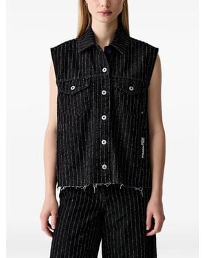 KARL LAGERFELD Pinstripe-Pattern Sleeveless Jacket - Black