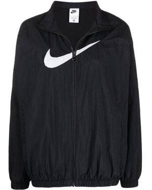Nike Swoosh Logo High-Neck Jacket - Black