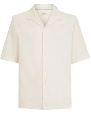 Brunello Cucinelli Chemise En Jersey Chevrons - Blanc