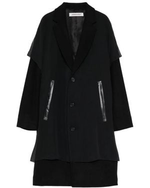 Undercover Layered-Design V-Neck Coat - Black
