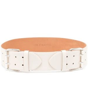 Dice Kayek Double-Buckle Leather Belt - White