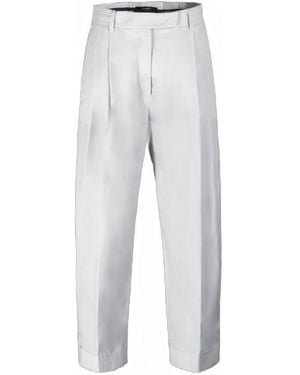 Moorer Ruth-Wfc Pleated Cotton Pants - Gray