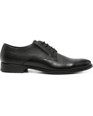 Bugatti Textured-Panel Leather Derby Shoes - Black