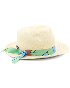 CUBA LAB Scarf-Detail Raffia Sun Hat - Grün