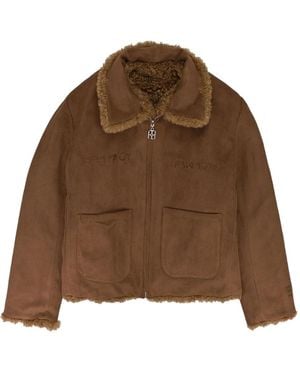BIRTH OF ROYAL CHILD Floral-Motif Suede Jacket - Brown