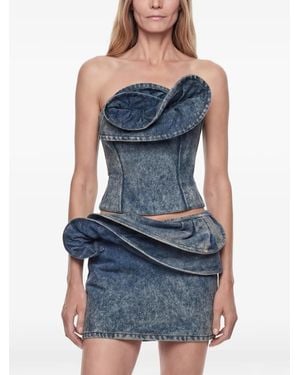 Magda Butrym Rose-detail Denim Corset - Blue