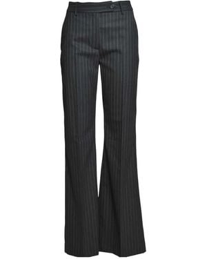 True Royal Pinstripe Flared Trousers - Black