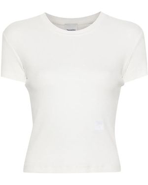 Nanushka Logo-Embroidered Ribbed T-Shirt - White