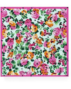 KENZO Floral-Print Star-Print Scarf - White