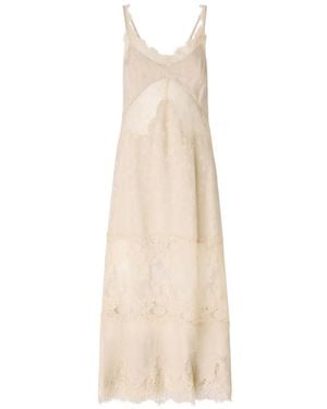 Pinko Lace-Trim Floral-Print Midi Dress - White