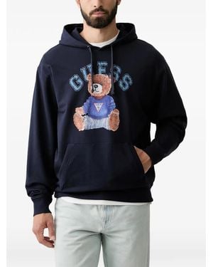 Guess Hoodie À Logo Imprimé Et Motif Ourson - Bleu