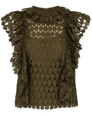 Ulla Johnson Blusa Daevy Con Volantes - Verde