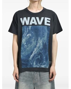 JUN/NAKAYAMA Wave Graphic-Print T-Shirt - Blue