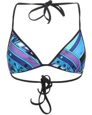 PUCCI Vivara Print Triangle Bikini Top - Blue