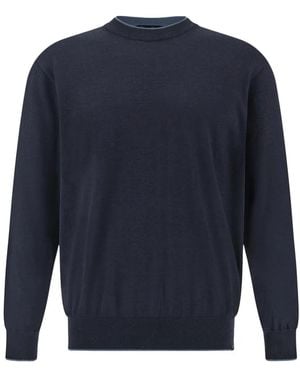 Paul & Shark Bicolour Collar Crew-Neck Jumper - Blue