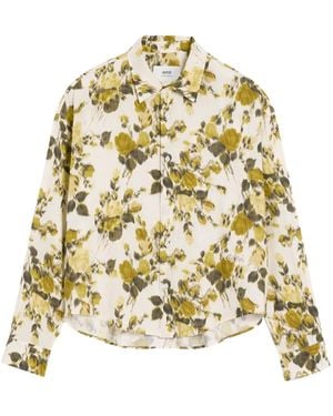 Ami Paris Flower-Print Boxy Shirt - Metallic