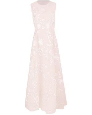 Adam Lippes Eloise Floral-Embroidered Dress - Pink