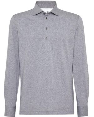 Brunello Cucinelli メランジ ポロシャツ - ブルー