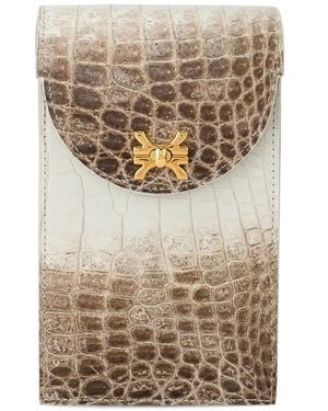 Kwanpen Crest Crocodile-Effect Phone Bag - White