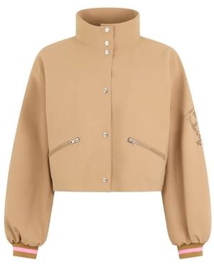 Herno High-Neck Cropped Jacket - Natural