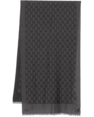 Canali Shield-Pattern Fringed Scarf - Grey