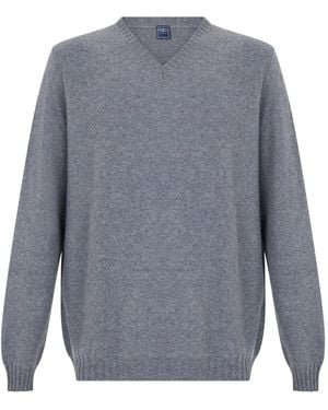 Fedeli V-Neck Cashmere Sweater - Gray