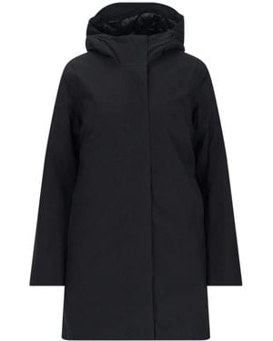 K-Way Hooded Zipped Parka Coats - Black