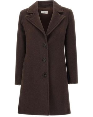 Marella Peak-Lapel Buttoned Coat - Brown