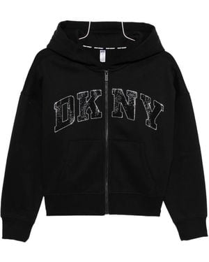 DKNY Rhinestone-embellished zip-up hoodie - Schwarz