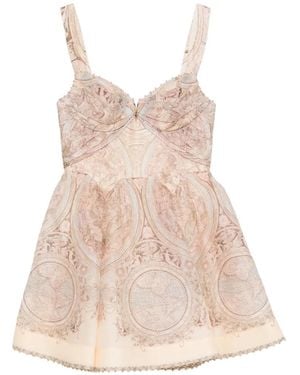 Zimmermann Graphic-Print Flared Mini Dress - Pink