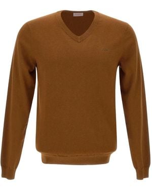 Sun 68 Jersey con cuello en V y bordado - Marrón
