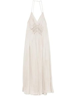 Barbara Bui Macramé-Detail Pleated Maxi Dress - White