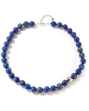 Mateo Logo-Charm Bead-Embellished Necklace - Blue