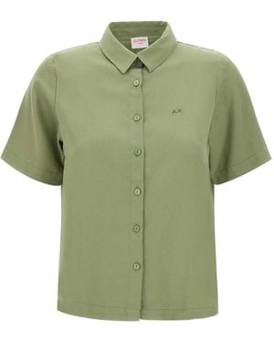 Sun 68 Short-Sleeve Button-Up Shirt - Green