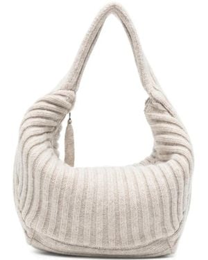 AYA MUSE Sac Cabas Zippé À Design Côtelé - White