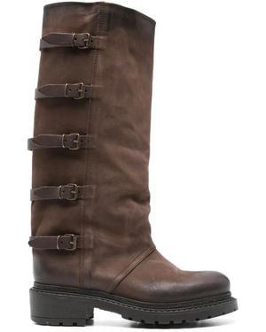 METISSE Buckle-Details Boots - Brown