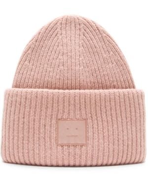 Acne Studios Face Logo Beanie - Pink