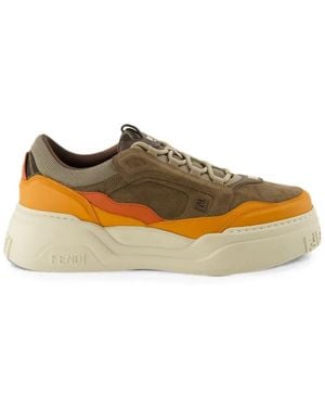 Fendi Force Ff-Logo Sneakers - Brown