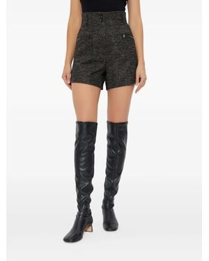 Max Mara Bolzano High-Waist-Shorts mit Fischgrätenmuster - Schwarz