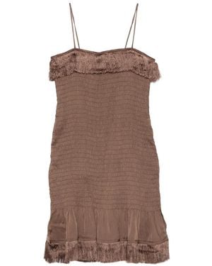 By Malene Birger Valia Mini-Jurk Met Franje - Bruin