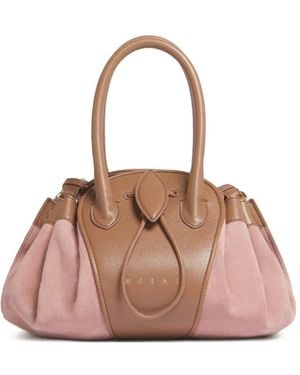Marni Leather And Suede Tulipea Small Handbag - Pink