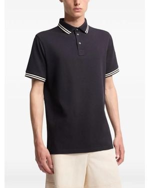 Moncler Poloshirt Met Gestreepte Afwerking En Logo-Patch - Blauw