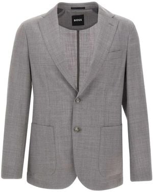 BOSS Slim-Fit Virgin Wool Blazer - Grey
